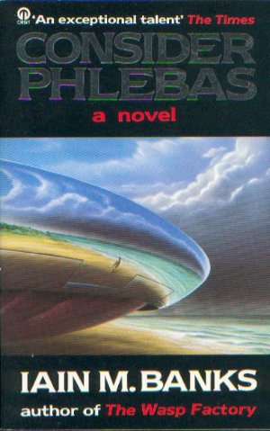 Consider Phlebas by Iain M. Banks. This edition Orbit, 1989